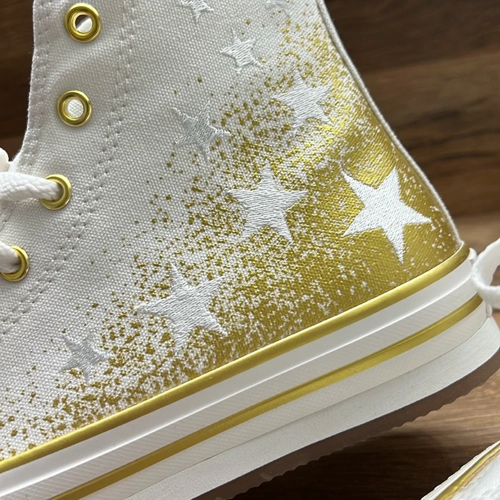 Converse High-Top Sneakers - White and Gold